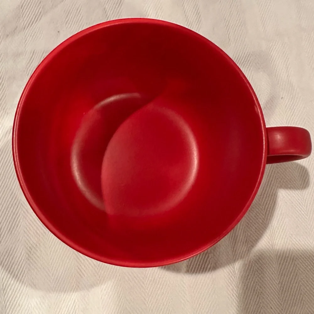 Crate&Barrel Red Glazed Stoneware “T” Monogrammed Jumbo Mug